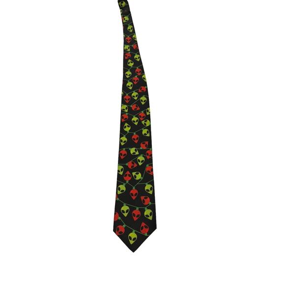 Ralph Marlin Alien Head Christmas Lights Vintage Novelty Necktie Polyester - Picture 3 of 7